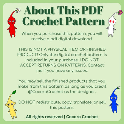 Pikmin Crochet Pattern Digital Download PDF (NOT A PHYSICAL ITEM)